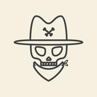 cranio testa cowboy linee logo vettore icona simbolo graphic design illustrazione