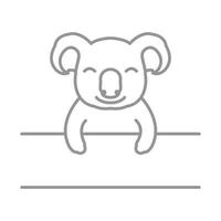 animale cartone animato carino koala linee logo vettore simbolo icona design grafico illustrazione