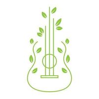 linee chitarra foglia natura logo vettore icona illustrazione design