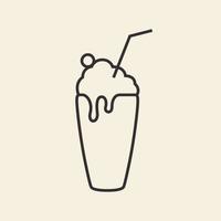 milk shake cioccolato con linee di vetro logo design vettore icona simbolo illustrazione