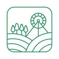giardino di linea con disegno dell'icona vettoriale del logo della ruota panoramica