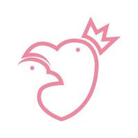 genitore di uccelli animali con amore per il design del logo della linea per bambini vettore