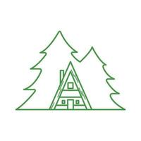 pino o cipresso con disegno dell'illustrazione dell'icona vettoriale del logo della linea forestale domestica