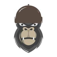 cool face gorilla con cappello logo design grafico vettoriale simbolo icona illustrazione del segno idea creativa