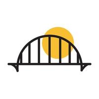 città delle linee del ponte con il disegno grafico dell'illustrazione dell'icona del vettore del simbolo del logo del tramonto