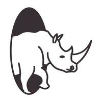 linee di rinoceronte con illustrazione grafica vettoriale dell'icona del simbolo del logo del cerchio