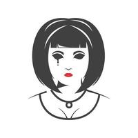 ragazza faccia triste spavento logo design grafico vettoriale simbolo icona segno illustrazione idea creativa