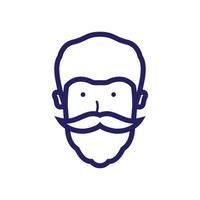 uomo con barba e baffi linea semplice logo vettore icona illustrazione design