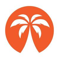 palma o albero di cocco con il disegno grafico dell'illustrazione dell'icona del vettore del simbolo del logo del tramonto