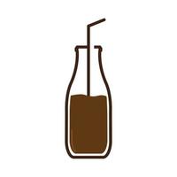 bottiglie di vetro con bevanda al cioccolato logo design icona simbolo illustrazione vettoriale