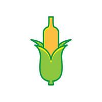 bottiglia con mais vegetale logo design icona simbolo illustrazione vettoriale