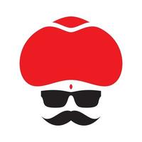 cool man india con cappello cultura logo design vettore grafico simbolo icona segno illustrazione idea creativa