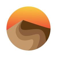 tramonto con illustrazione del design dell'icona del simbolo del vettore del logo della montagna del deserto