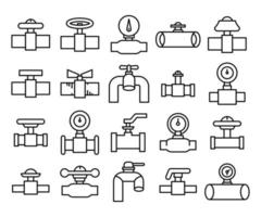 stile della linea di icone di valvole e rubinetti vettore