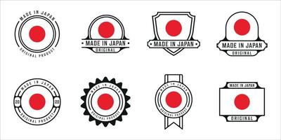 set di design grafico icona del modello di illustrazione vettoriale del profilo del logo made in Japan. raccolta in bundle del paese di bandiera con vari badge e tipografia