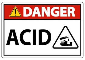 etichetta segno di pericolo acido su sfondo bianco vettore