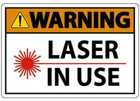 segnale di avvertimento laser in uso simbolo su sfondo bianco vettore