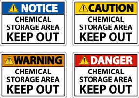 etichettare l'area di stoccaggio dei prodotti chimici tenere fuori il segno vettore