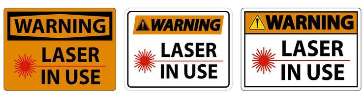 segnale di avvertimento laser in uso simbolo su sfondo bianco vettore