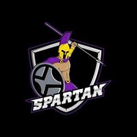 design del logo esport della mascotte spartana vettore