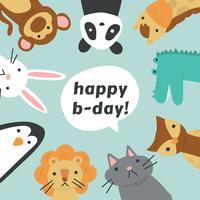 Amici animali che celebrano un compleanno vettore