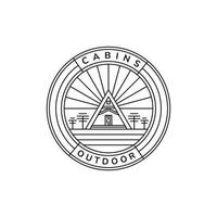 cabina casa minimalista linea arte emblema logo vintage icona illustrazione vettoriale modello design