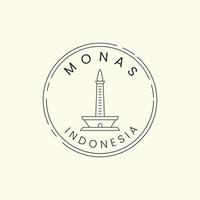 monas indonesia semplice linea arte logo emblema icona modello disegno vettoriale