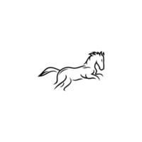 logo del cavallo. salto stilizzato del logo del cavallo. il logo si crea con il cavallo che si crea con delle linee e si stilizza su tutto il corpo. il colore è nero. vettore