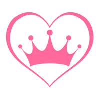 Corona rosa principessa della corona con gioielli cuore vettore