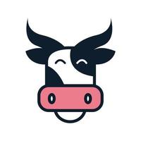 animale testa di mucca viso sorriso simpatico cartone animato logo unico illustrazione vettoriale design