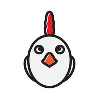 testa di pollo o gallo simpatico cartone animato logo simbolo icona vettore design grafico illustrazione