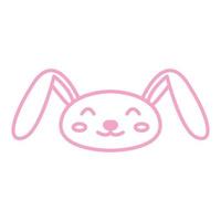 coniglio o coniglio o testa di animale domestico faccia sorriso linea simpatico cartone animato logo illustrazione vettoriale