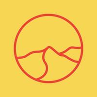 cerchio di linea rossa con il logo delle montagne del deserto design grafico vettoriale simbolo icona illustrazione del segno idea creativa