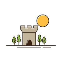 castello con albero verde logo astratto icona vettore illustrazione