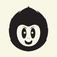 nero viso carino scimmia sorriso logo design grafico vettoriale simbolo icona illustrazione del segno idea creativa