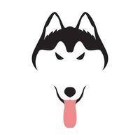 husky siberiano nero con linguetta logo design grafico vettoriale simbolo icona illustrazione del segno idea creativa