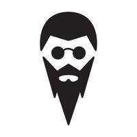 carino testa uomo barba lunga logo vettore simbolo icona design illustrazione