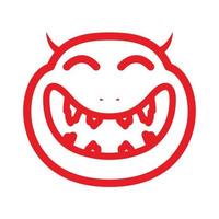 faccia rossa mostro grande sorriso logo design grafico vettoriale simbolo icona illustrazione del segno idea creativa