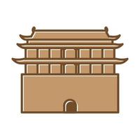 disegno dell'illustrazione dell'icona vettoriale del logo del monumento asiatico cinese o giapponese