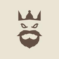 testa di uomo anziano con corona e barba logo vintage icona disegno vettoriale illustrazione
