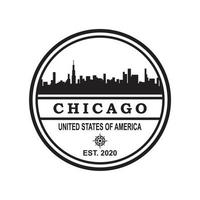 logo della siluetta dell'orizzonte di chicago, logo del grattacielo degli stati uniti vettore