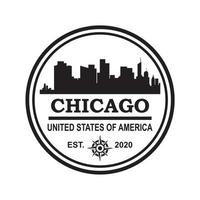 logo della siluetta dell'orizzonte di chicago, logo del grattacielo degli stati uniti vettore