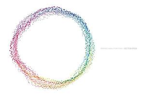 particelle di punti fluidi astratti sull'anello del cerchio da colori chiari dello spettro colorato isolati su sfondo bianco vettore