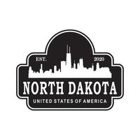 logo di vettore della siluetta dell'orizzonte del nord dakota