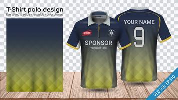 T-shirt polo con cerniera, modello mockup di Soccer jersey sport per kit calcio o divisa activewear. vettore