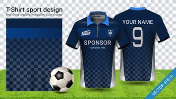 T-shirt polo con cerniera, modello mockup di Soccer jersey sport per kit calcio o divisa activewear. vettore