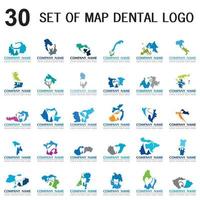 set di mappa vettore dentale, set di logo punto dentale