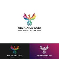 modello di desain logo fenice. illustrazione vettoriale