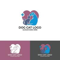 cane e gatto logo design vettoriale. vettore