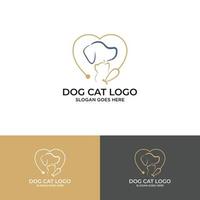 cane e gatto logo design vettoriale. vettore